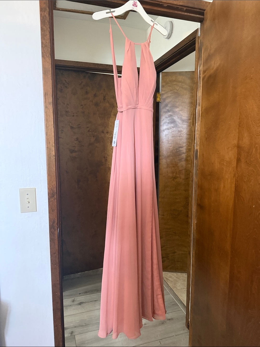 Azazie Coral Pink Halter Maxi Dress